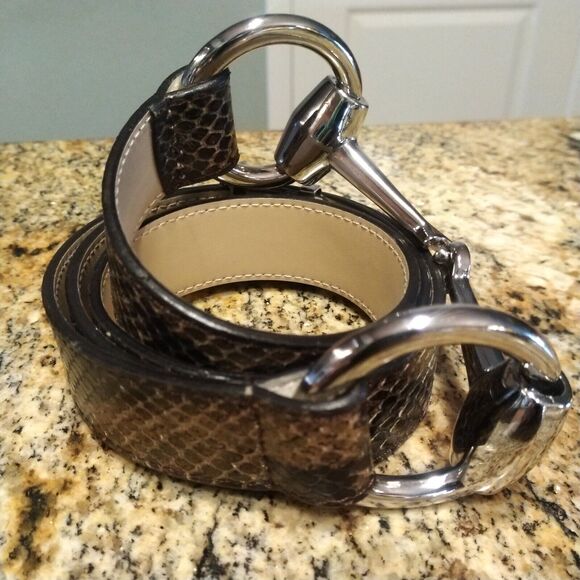 Via Spiga Women's Snake Print Leather Belt Size M-XL Adjustable Belt Buckle - Picture 3 of 16